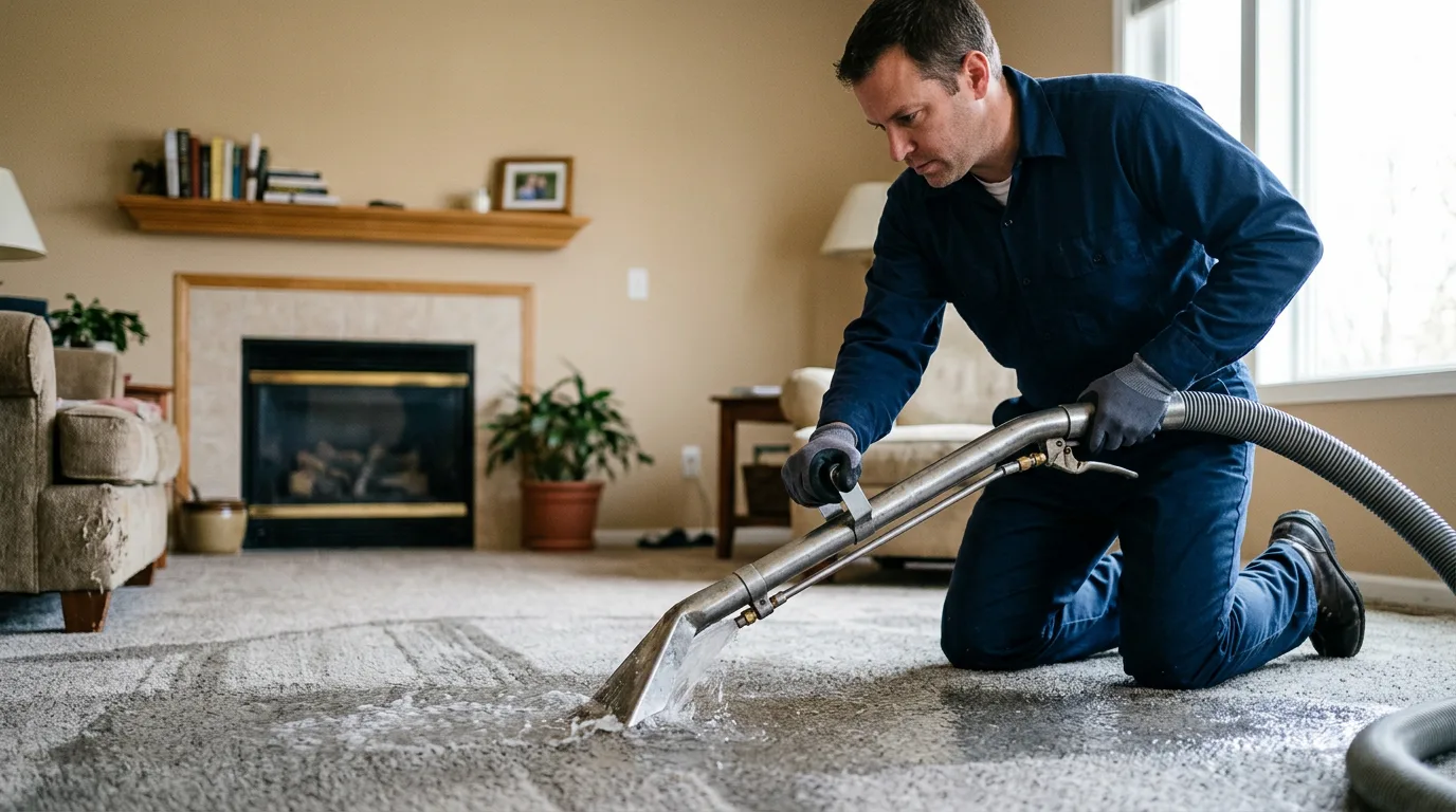 Water damage restoration technician working near Buckley, WA